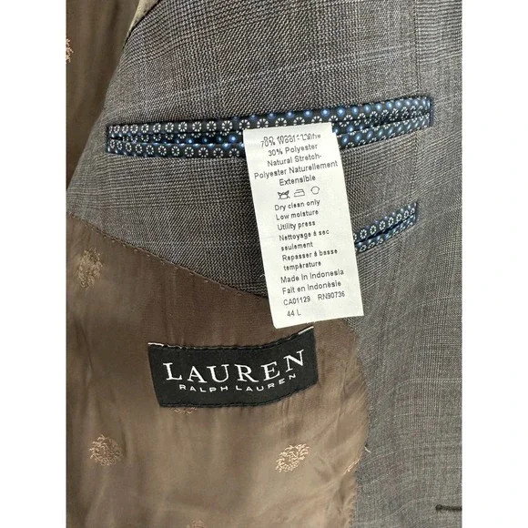 Lauren Ralph Lauren Ultraflex Gray Plaid Blazer Sport Coat Jacket 44L